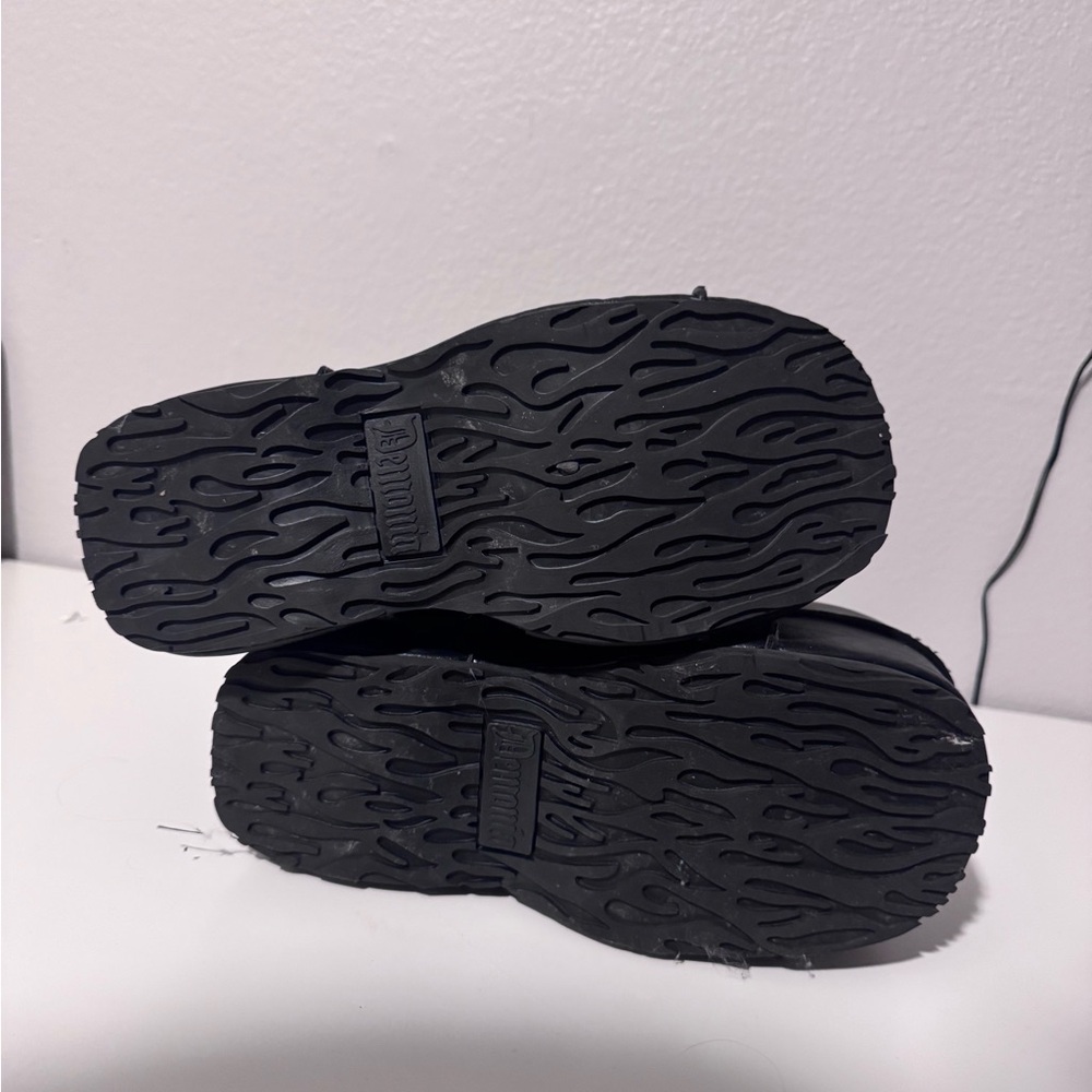 Black Platform Vegan Leather Demonia Stack - Picture 2 of 3